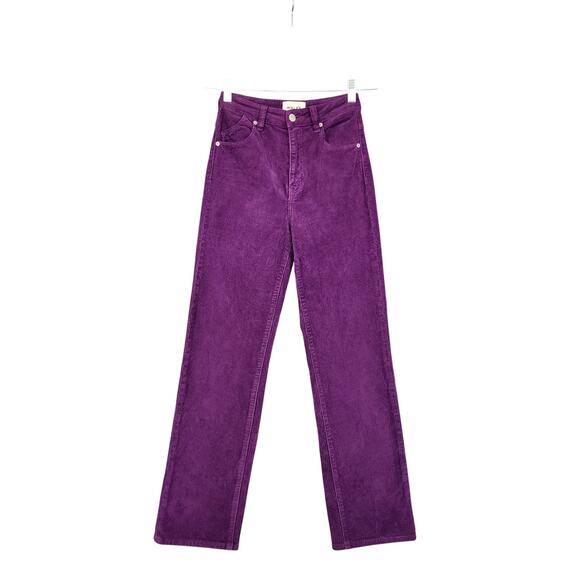 Rollas Womens Original High Rise Straight Leg Pants Size US 24 Purple Corduroy - Picture 1 of 14